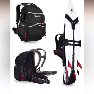 Koraloc Black and Red Surfboard Backpack